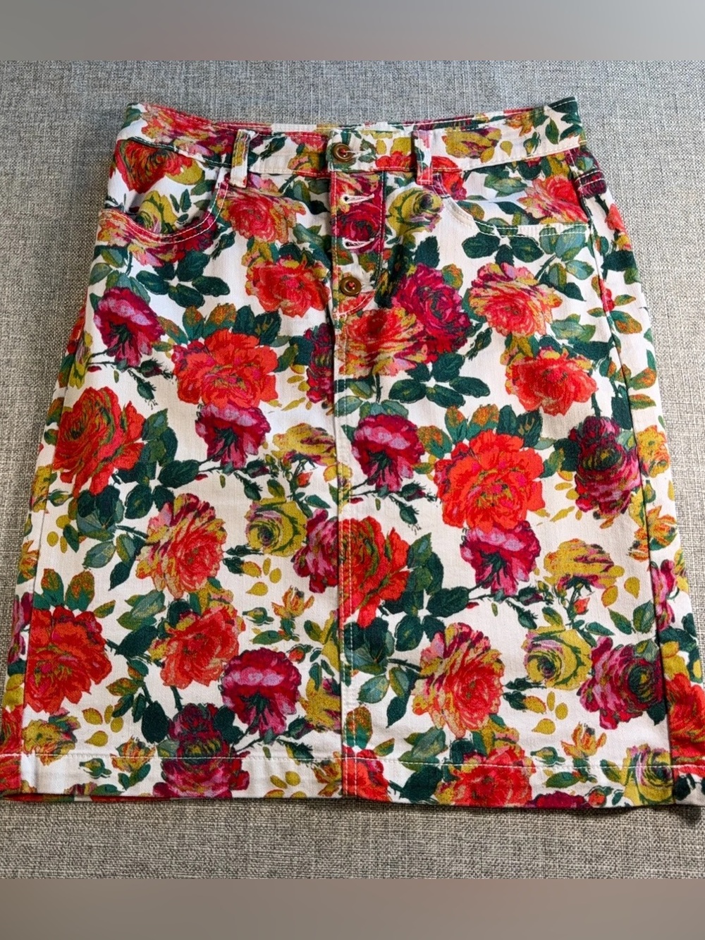 Anthropologie Maeve Floral Button-Front Mini Skirt
